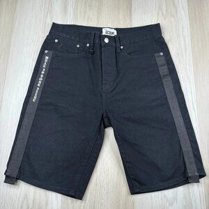 Izzue Mens Black Flat Front Relexed Fit Classy Tape Denim Bermuda Shorts Size 3